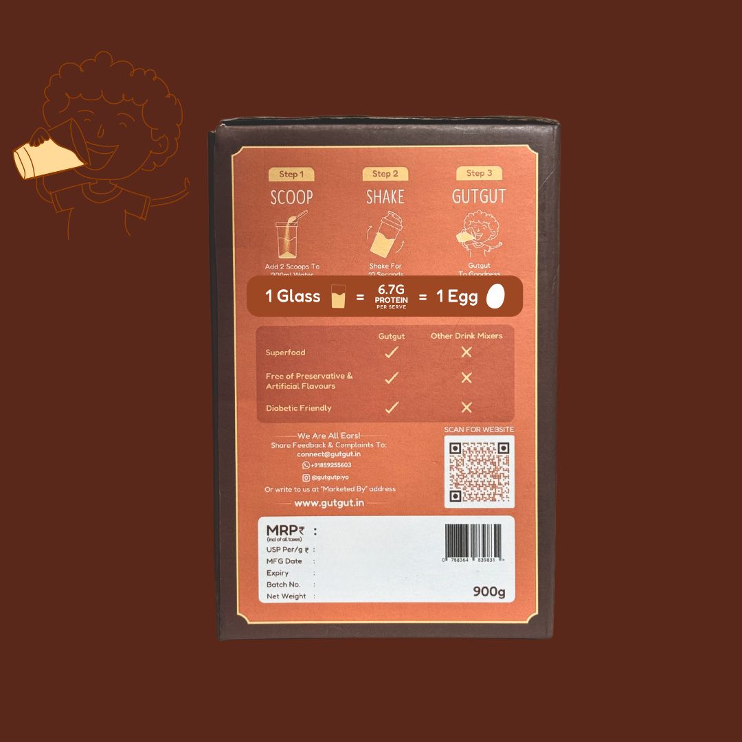 GutGut Sattu | Box of 30 Sachets – Masala Twist Flavour | Instant Drink Mix | Travel-Ready